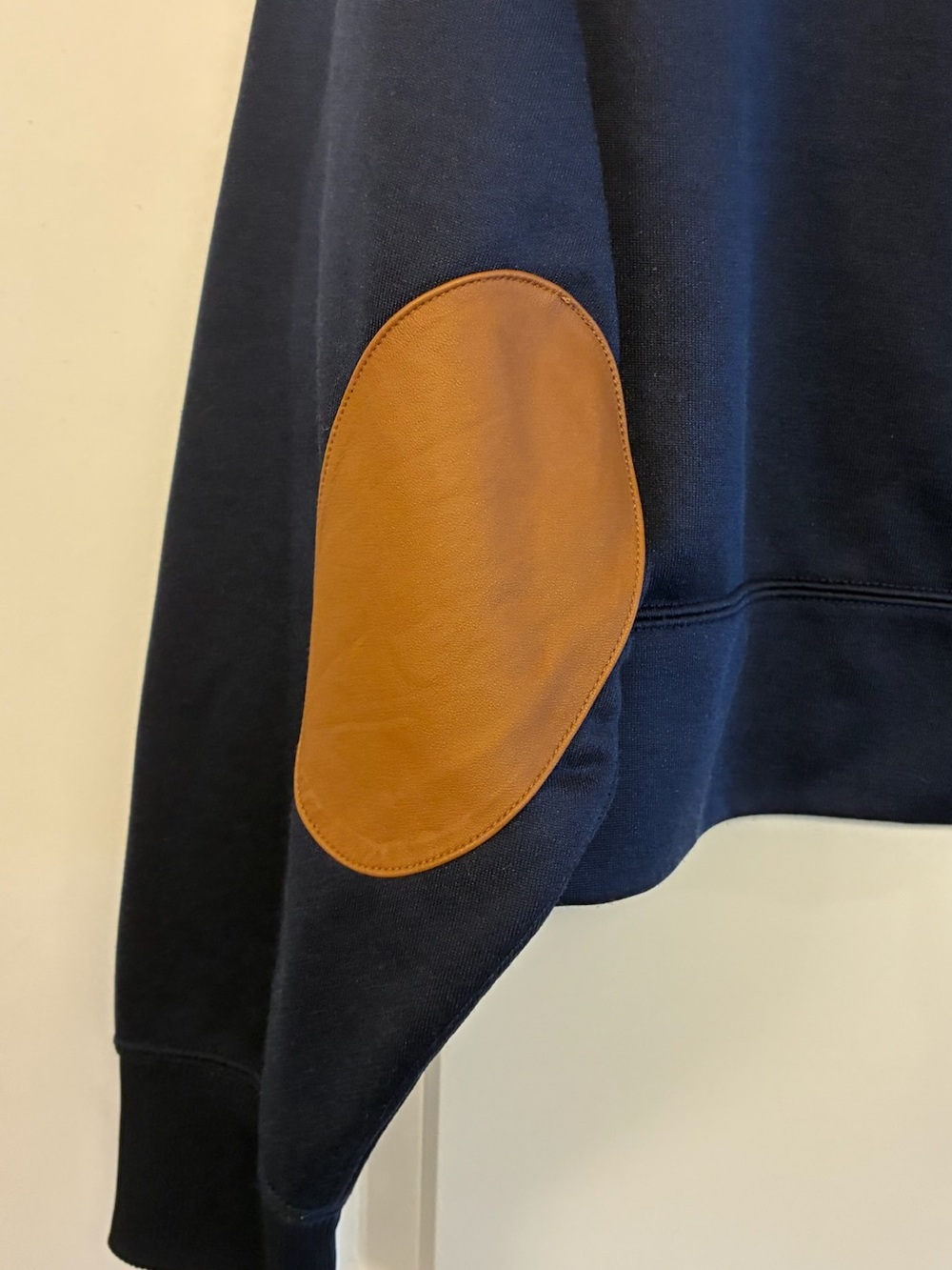 NWOT POLO RALPH LAUREN Boxy Suede-Patch French Terry Sweatshirt Navy Size Large - Picture 7 of 13